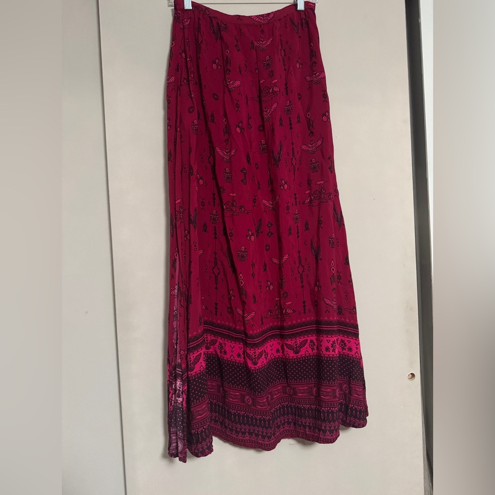 Spell Phoenix Red Maxi Skirt with Side Slit - Picture 5 of 9